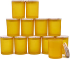 Thick Candle Jars for Making Candles 12 Pcs, 7 OZ Empty Jars with Wood Lids for Candle Making, Sample Container, Frosted Yellow