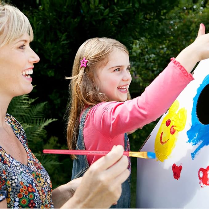 Transon Artist Paint Brush Set of 12 for Acrylic Watercolor Gouache Oil Craft Painting Red