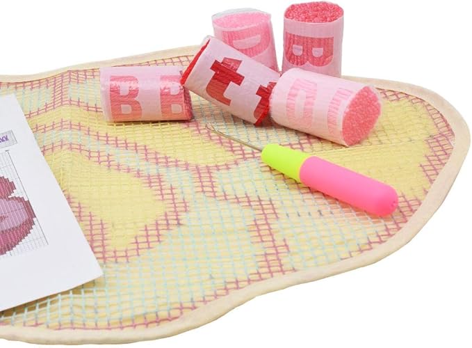 Ylkgogo Latch Hook Rug Kits for Kids Adults Needlework Cross Stitch Kits Printed Canvas Home Decoration 20.5" X 15" (Rose)