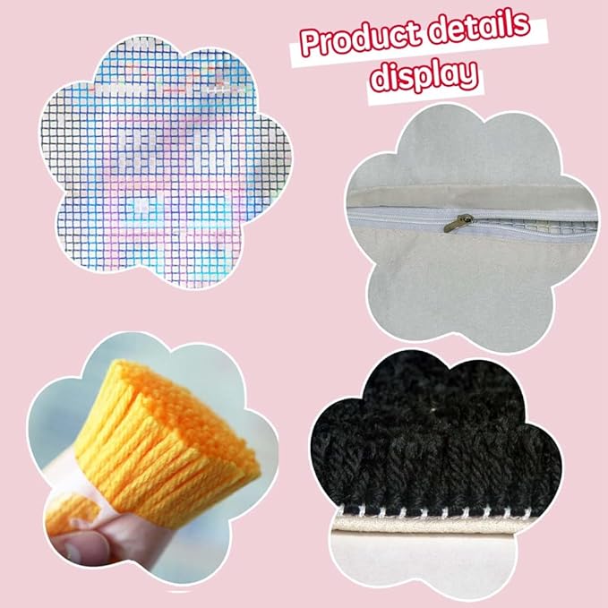 DL-YTG Latch Hook Kits Pillow Christmas Tree Crochet Yarn Cushion Colour Pre-Printed Canvas Rug Needlework DIY Pillowcase Hook and Latch Kit Home Arts Crafts Sofa Decoration 42x42cm/16X16inch