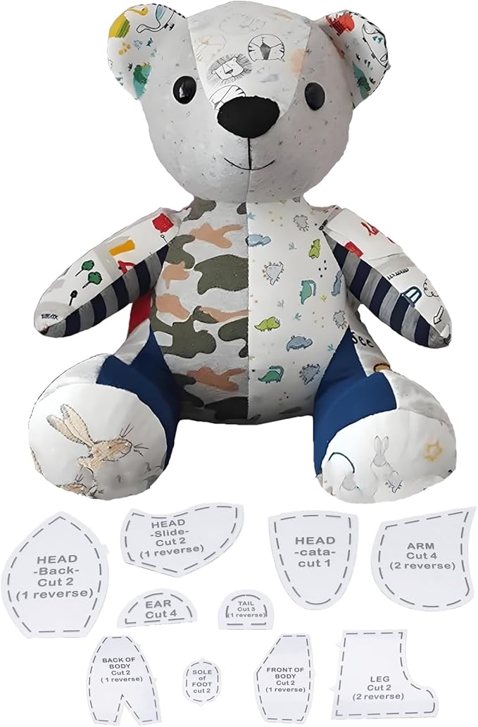 12in Acrylic Memory Bear Template Ruler Set,Beginners Friendly Memory Bear Sewing Patterns,Memory Bear Patterns Templates for Sewing