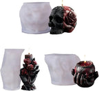 Snake Skull Silicone Mold, Cylinder Candle Mold with Coiling Snake for Halloween Candle Making, Resin, Clay Craft, Aromatherapy Gypsum, Home Decor (Bone Hand 3-Piece Set)