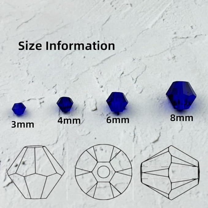 400pcs 4mm Bicone Glass Crystal Beads for Jewelry Making, Faceted Bicone Glass Spacer Beads for Bracelet Earring Necklace DIY Craft(Dark Blue)