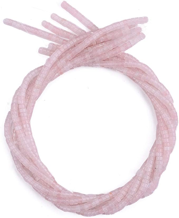 Natural Rose Quarts Crystal Spacer Beads Caps Loose Semi Gemstone for Beading Jewelry Making 4mmx2mm 38cm