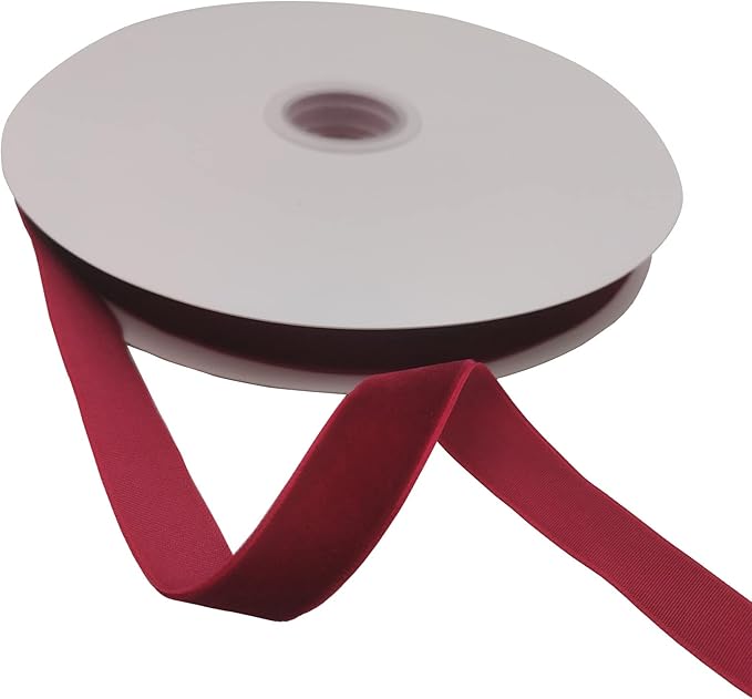 Hot Red Velvet Ribbon Single Faced,5/8 Inch X 25Yards Spool