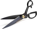 Fabric Scissors - 10 Inch (25.4 cm) High Carbon Steel Sharp Scissors for Cutting Cloth, Clothing, Leather, Raw Materials (Right Hand, Black)