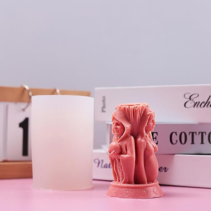 Triple Face Witch Molds Witch Candle Resin Mold - Resin Casting Silicone Molds for Home Decor & Candle Making Wave Spiral Mold