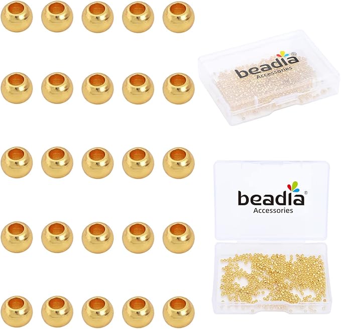 14K Gold Plated Round Spacer Beads 2mm 600pcs for Jewelry Making Findings Non Tarnish