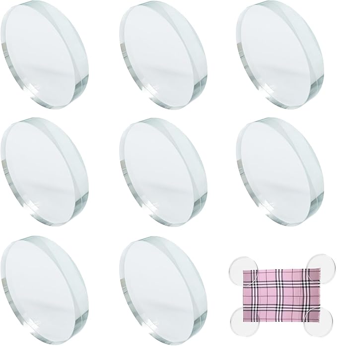 8 Pieces Glass Pattern Weights, Sewing Weights for Pattern Cutting Cloth Fabric Weights for Sewing, Clear Round Paper, Dress, Poster, Craft, Picture, Knitting Weights (0.13lb Each)