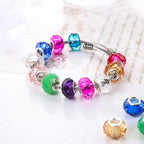 100 Pieces 14mm European Large Hole Spacer Beads Mix Color with Silver Brass Cores Assortments Charm Lampwork Beads Supplies for Necklace Bracelets Jewelry Making (Faceted)