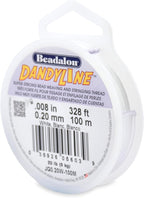 Beadalon Dandyline Bead Weaving & Stringing Thread, 0.20 mm / .008 in, White, 100 m