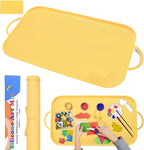 Silicone Craft Station Mat for Kids, Large Silicone Art Mat with Handle, Raised Edges for Painting, Jewelry-Making & Crafts - 26x16in,Yellow