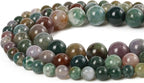 60pcs 6mm Natural Stone Beads Indian Agate Beads Crystal Gemstone for Jewelry Making, DIY Bracelet Necklace