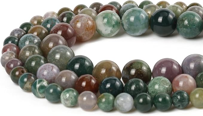 45pcs 8mm Natural Stone Beads Indian Agate Beads Energy Crystal Healing Power Gemstone for Jewelry Making, DIY Bracelet Necklace