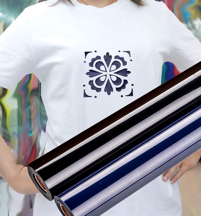 Guangyintong Heat Transfer Vinyl - 12" x 10ft Iron On Vinyl for T-Shirts, Matte Surface HTV for All Cutter Machines Easy to Cut & Weed for DIY Designs