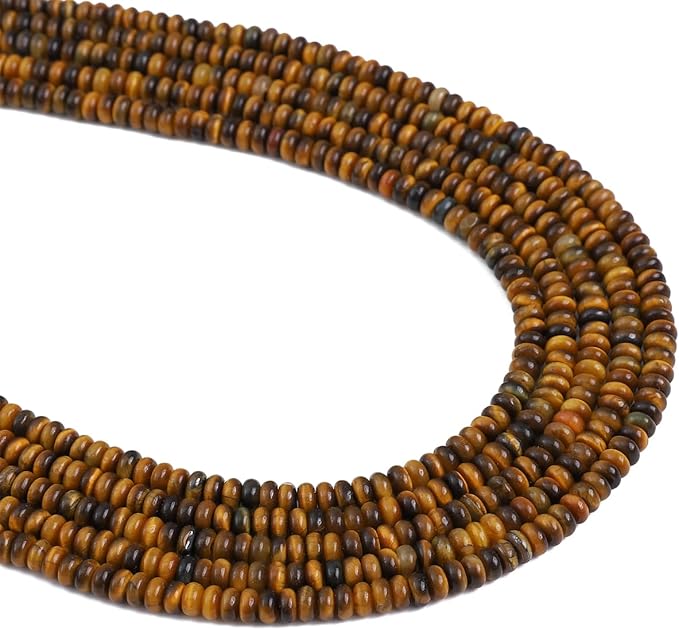Natural Yellow Tiger Eye Spacer Beads Caps Rondelle Disk Loose Beads for Beading Jewelry Making 4mmx2mm 38cm