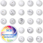NCB White Matte White Howlite Beads 200pcs 4mm Round Gemstone Beads Spacer Charm Beads Natural Stone Loose Beads for Bracelet Necklace Jewelry Making (Matte White Howlite, 4mm 200Beads)