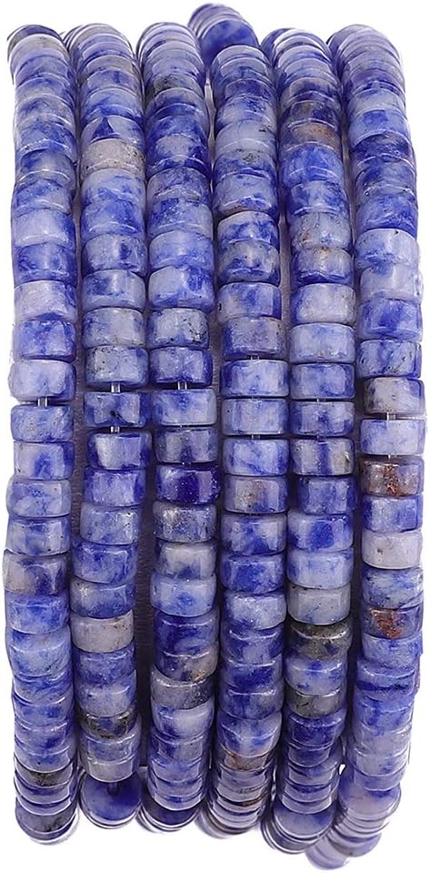 Natural Blue Sodalite Spacer Beads Caps Loose Semi Gemstone for Beading Jewelry Making 4mmx2mm 38cm