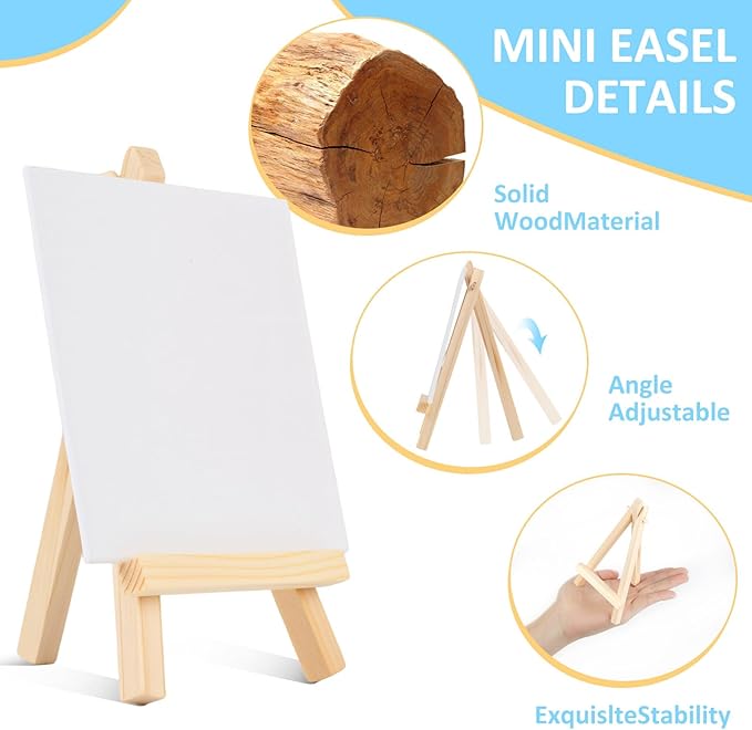 100 Pcs 5 Inch Mini Wood Display Easel, Small Wooden Easel Stand Art Craft Painting Triangle Stand Canvas Holder for Card Artist Photos Tabletop