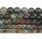 60pcs 6mm Natural Stone Beads Indian Agate Beads Crystal Gemstone for Jewelry Making, DIY Bracelet Necklace