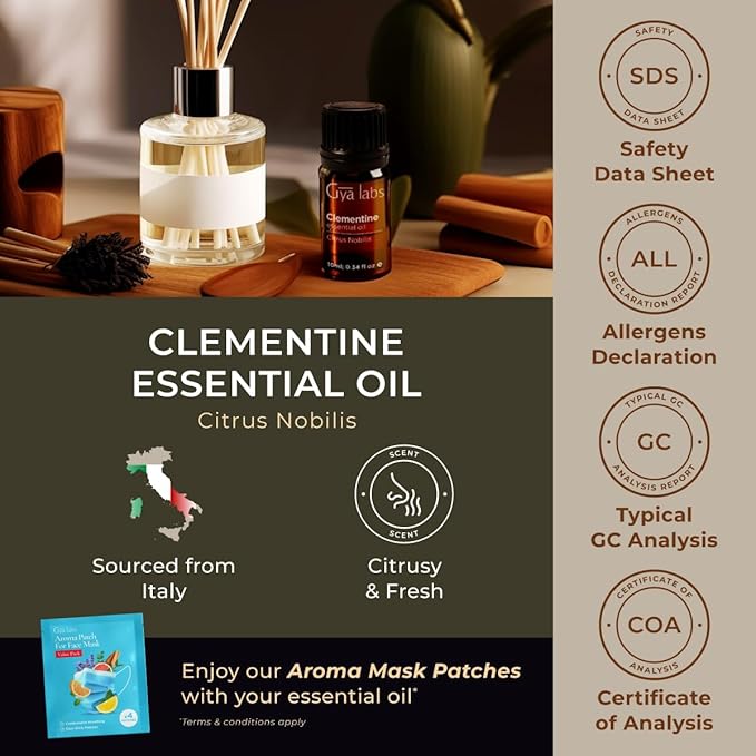Gya Labs Clementine Essential Oil - 0.34 Fl Oz - for Hair, Skin, Diffuser, Aromatherapy & DIY Candle Making Scent