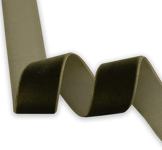 Nylon Velvet Ribbon Single Faced,1 Inch X 25Yards Spool (Moss Green)