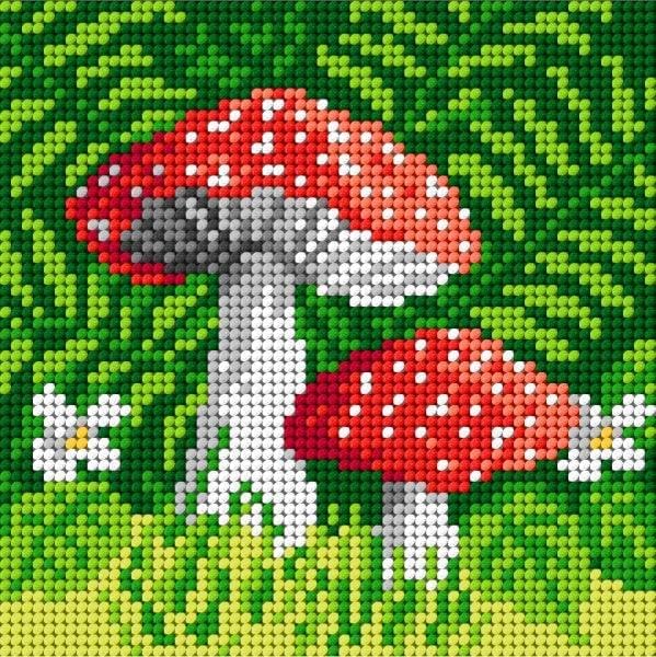 Wizardi Needlepoint Canvas for halfstitch Without Yarn Toadstools 1837D Orchidea