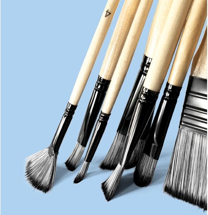 Paint Brushes Set, 1 Pack 7 Pcs Round-Pointed Tip Nylon Hair Artist Acrylic Paint Brushes for Acrylic Painting Oil Watercolor, Face Nail Art, Canvas, Miniature Detailing & Rock Painting