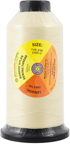 Mandala Crafts Size 46 210D T45 Bonded Nylon Thread Ivory Heavy Duty Sewing Threads - 2843 YDs Tex 45 Thread for Leather, Jeans, Weaving, Outdoor Marine Upholstery Threads