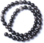 38pcs 10mm AAA Natural Obsidian Stone Beads Gemstone Round Loose Beads for Jewelry Making DIY Bracelet (Sliver Color Obsidian Stone, 10mm)