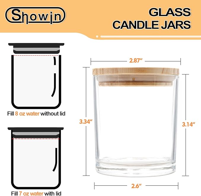 8 OZ Thick Candle Jars for Making Candles 15 Pcs, Clear Empty Jars with Wood Lids for Candle Making, Sample Container