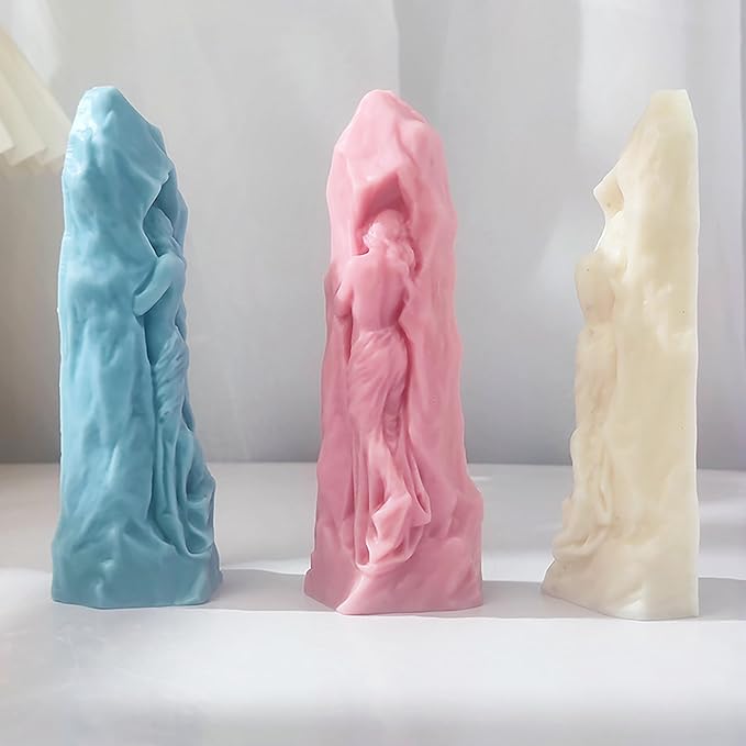 Stone Girl Stone Candle Portrait Resin Casting Resin Making Molds Silicone Mold for Candle Home Decorate Candle Making Mold 3D Animal Mold