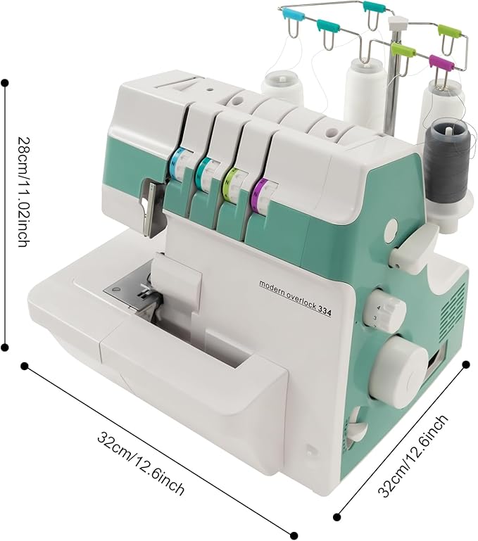 Overlock Sewing Machine, 1200SPM 3/4 Thread Serger with Differential Feed Roll Hem, Electric Sewing Machine for Home Workshop (Green White)