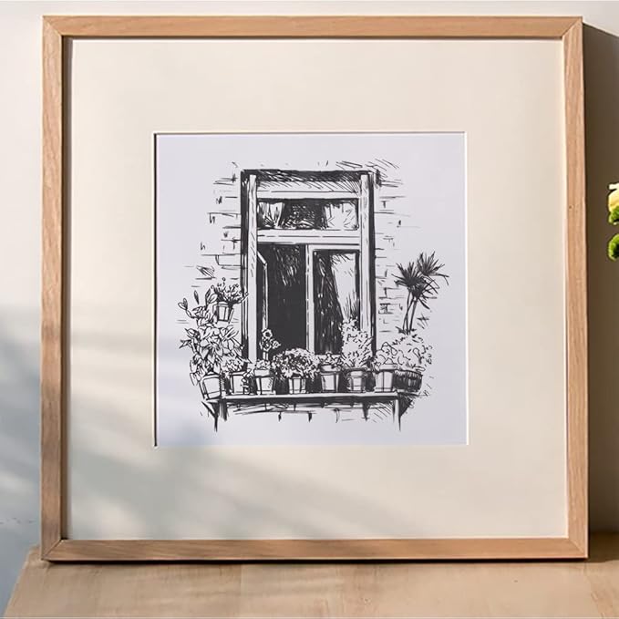 Spring Window Flowers Background Clear Stamps for Card Making and Journaling, Windowsill Floral Leaves Rubber Stamps Balcony Home Stamps for Scrapbooking DIY Cards Album Crafts Supplies