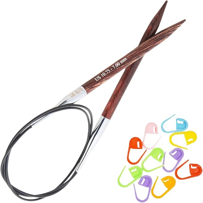 KnitPro Dreamz Circular Knitting Needles 32 inch, Size 10.75 (80cm, 7.00mm) with 10 Colorful Stitch Markers