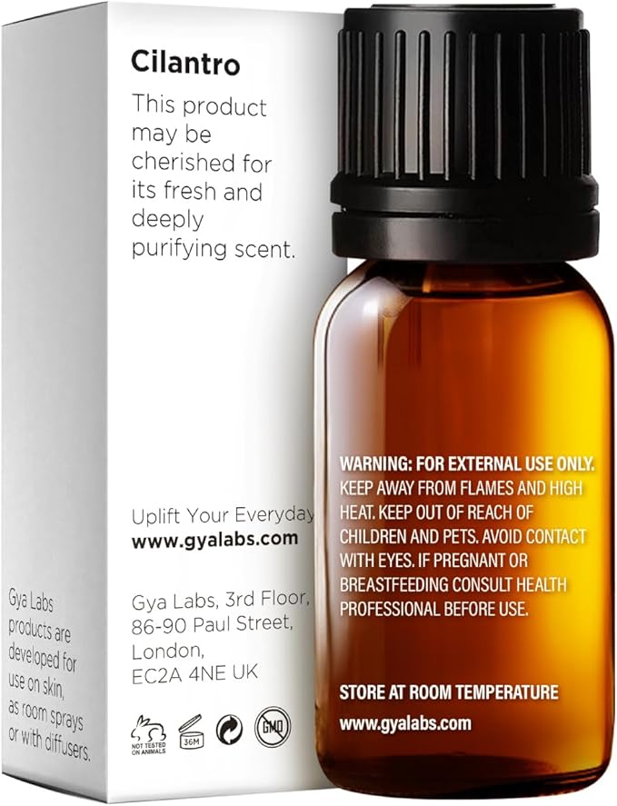 Gya Labs Cilantro Essential Oil - 0.34 Fl Oz - for Hair, Skin, Diffuser, Aromatherapy & DIY Candle Making Scent