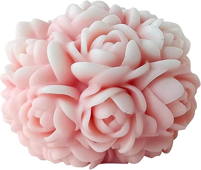 Ball Rose Candle Molds 3D Round Flower Resin Mold - Resin Casting Silicone Molds for Home Decor & Candle Making Wave Spiral Mold