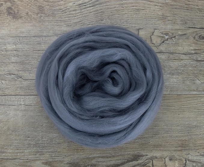 Revolution Fibers Merino Wool Combed Top | 1 lb Premium Wool Roving | 22 Micron, Best Merino Wool for Spinning, Tapestry, Needle Felting, Big Yarn Roving and Wall Hangings (Granite)