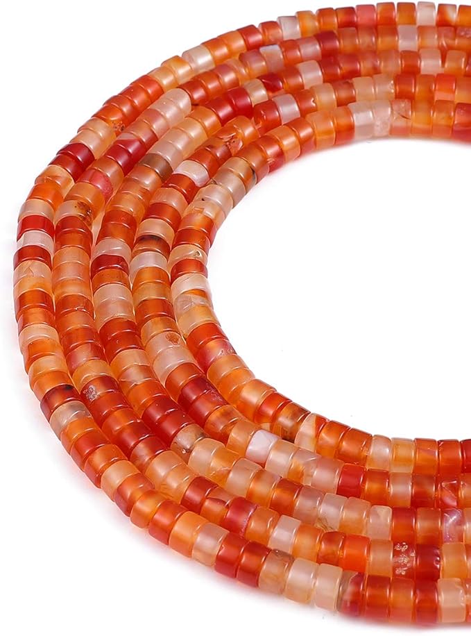 Natural Red Agate Spacer Beads Caps Loose Semi Gemstone for Beading Jewelry Making 6mmx3mm 38cm