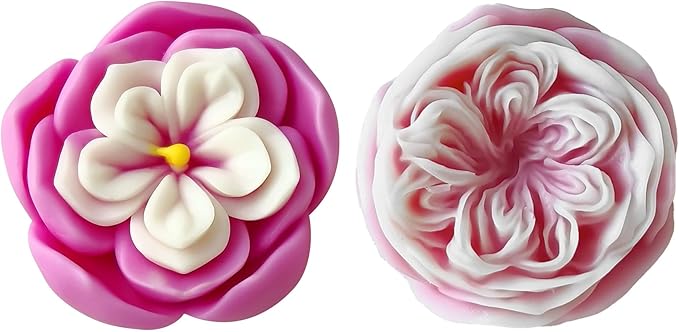 2 Pack Flower Soap & Candle Mold - Silicone 3D Molds for Candy & Home Decor - Resin Casting & Making Molds