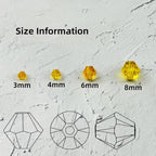 200pcs 6mm Bicone Glass Crystal Beads for Jewelry Making, Faceted Bicone Glass Spacer Beads for Bracelet Earring Necklace DIY Craft(Gold Yellow)