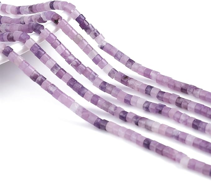 Natural Light Amethyst Spacer Beads Caps Flat Round Loose Beads for Beading Jewelry Making 3mmx2mm 38cm