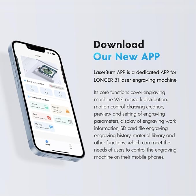 Longer Laser B1, 36000mW Laser Cutter and Engraver with a 32-bit High-Speed Motherboard, 30,000mm/min Speed, and Air Assist.DIY, CNC Machine for Wood and Metal, Acrylic, Leather, etc. Laser Class 2