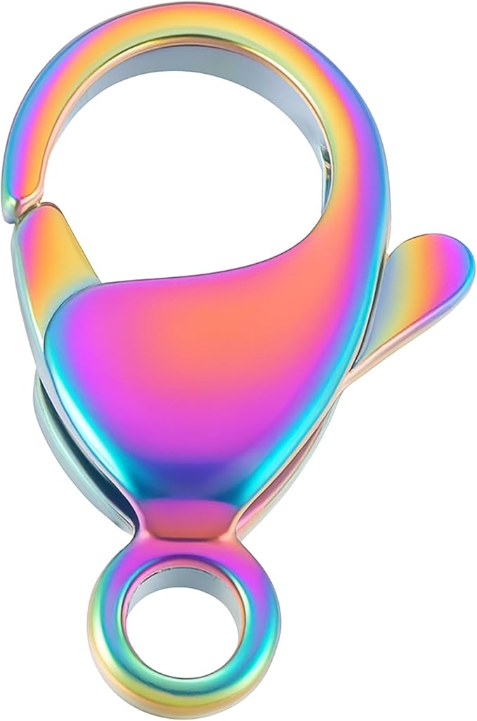 Mandala Crafts 19mm Rainbow Stainless Steel Lobster Clasps for Jewelry Making - 25 PCs SS Lobster Claw Clasps with Jump Rings Jewelry Findings Kit for Necklaces Bracelets Charms Fasteners