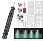 Customized USB Rechargeable Customized Engraving Pen with 37 Bits,Cordless Portable Tool for Metal Wood Glass and Plastic Electric Engraving Pen Kit Engraving Tool for Beginner (Black)