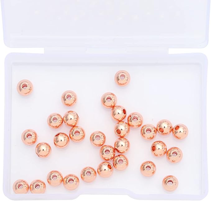 Rose Gold Plated Round Spacer Beads 6mm 30pcs for Jewelry Making Findings Non Tarnish