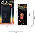 Georgie Porgy Scratch Paper Art Set for Kids Adults Magic Rainbow Scratchboards for DIY Arts and Crafts Kits Christmas Birthday Gift with Scratching Tools Kit (Bookmarks-Famous Scenery+Ancient Style)