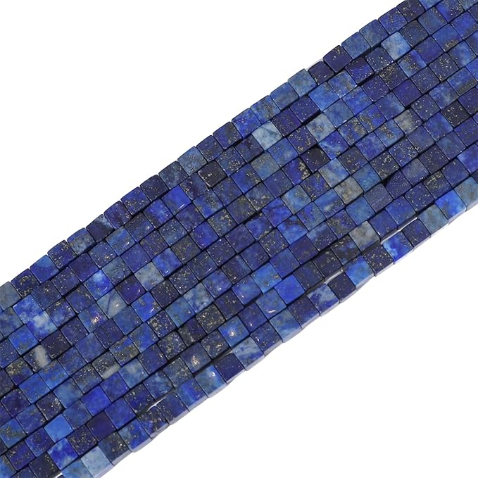Natural Lapis Lazuli Square Stone Beads 4x4mm 85pcs Cube Loose Semi Gemstone Beads for Jewelry Making Design