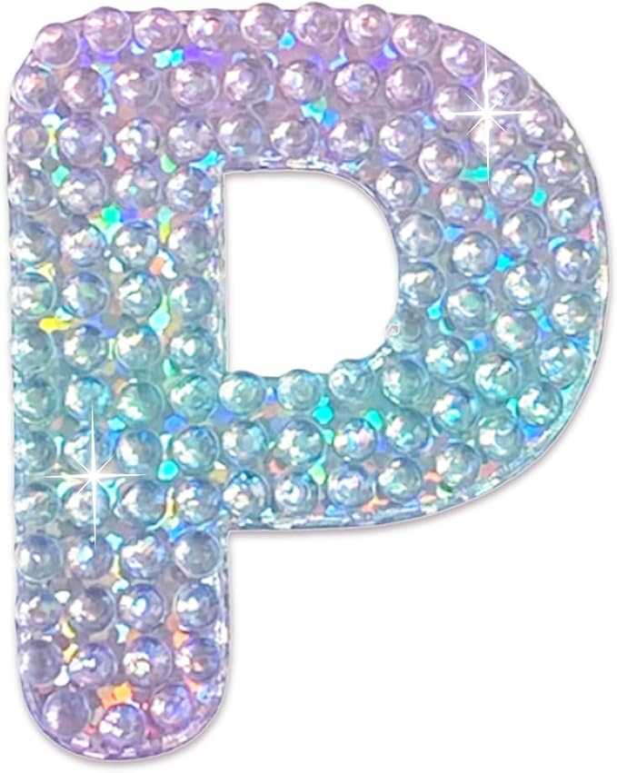 StickerBeans® Rhinestone Alphabet Letter Sticker P - Unique Sparkly Design 2” x 2” Cut-to-Shape Adhesive - Personalization, Collecting, Gifting, Scrapbooking, Decorating Laptops, Phone Cases, All Ages
