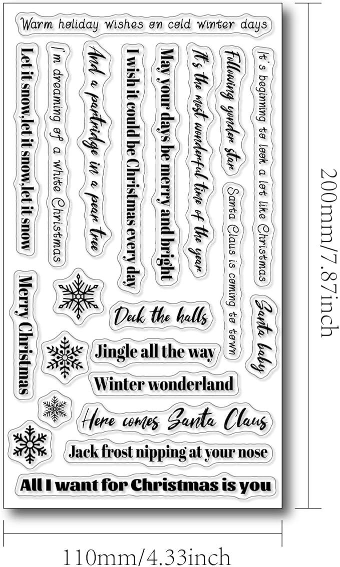 Arbuya Christmas Verses Clear Stamps for Christmas Card Making or Journaling,Christmas Sentiment Sayings Rubber Stamps for Scrapbooking Art Journals Gift Tags Paper Crafts Decoration, Type 6, A2267US